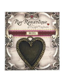 Rue Romantique Heart Antique Brass Closed Bezel, 1 pc.