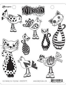 Dylusions Cling Mount Stamps Cat Among the Pigeons