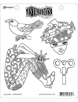 Dylusions Cling Mount Stamps Clockwork