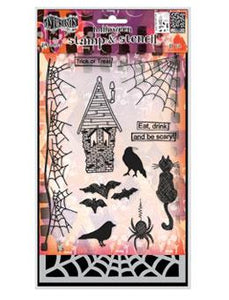 Dylusions Stamp & Stencil Set - Eat, Drink & Be Scary