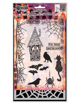 Dylusions Stamp & Stencil Set - Eat, Drink & Be Scary