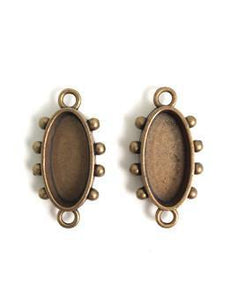 Hobnail Oval Antique Brass Small Bezel, 2 pcs.