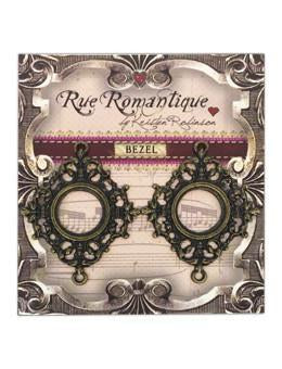 Rue Romantique Small Diamond Filigree Brass Open Bezel, 2 pc.