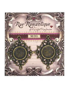 Rue Romantique Small Diamond Filigree Brass Closed Bezel, 2 pc.