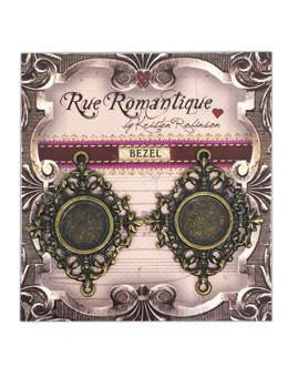 Rue Romantique Small Diamond Filigree Brass Closed Bezel, 2 pc.