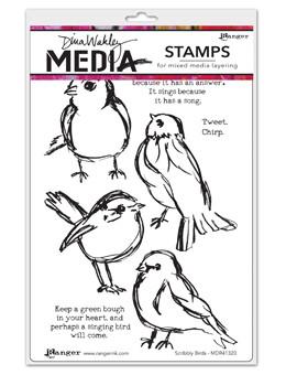 Dina Wakley Media Stamps Scribbly Birds