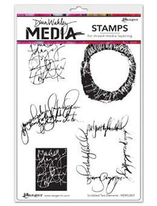 Dina Wakley Media Stamps Scribbled Text Elements