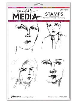 Dina Wakley Media Stamps Sketched Faces