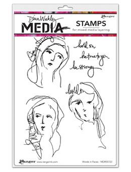 Dina Wakley Media Stamps Words in Faces