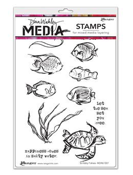 Dina Wakley Media Stamps Scribbly Fishies