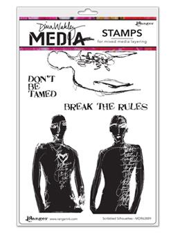 NEW! Dina Wakley Media Stamp Scribbled Silhouettes