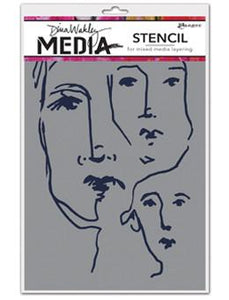 Dina Wakley Media Stencils Scribbled Faces