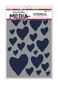 NEW! Dina Wakley Media Stencil The Best Hearts