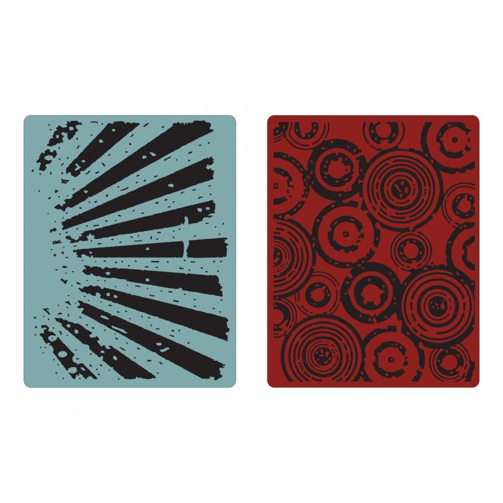 Tim Holtz® Sizzix Texture Fades™ - Rays/Retro Circles Set, 2pc