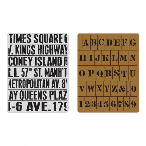 Tim Holtz® Sizzix Texture Fades™ - Subway & Stencil Set, 2pc