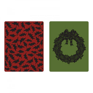 Tim Holtz® Sizzix Texture Fades™ - Holly Pattern & Wreath Set, 2pc