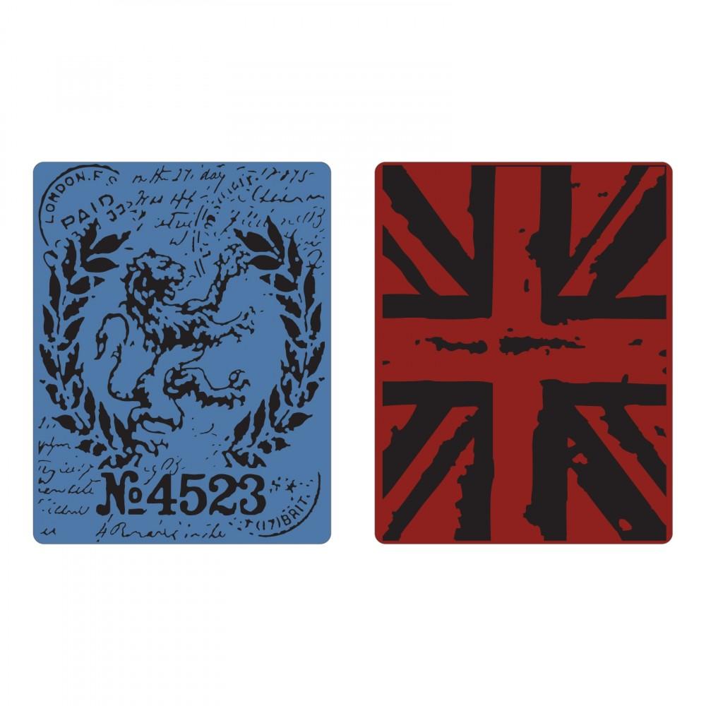 Tim Holtz® Sizzix Texture Fades™ - London Icons & Union Jack Set, 2pc