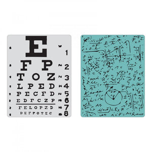 Tim Holtz® Sizzix Texture Fades™ - Eye Chart & Formulas Set, 2pc