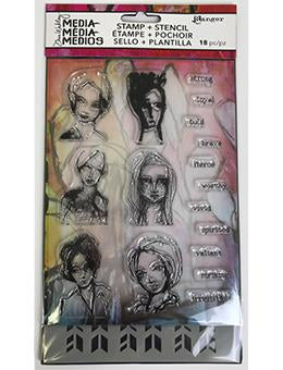 Dina Wakley Stamp & Stencil Set - Gal Quotes