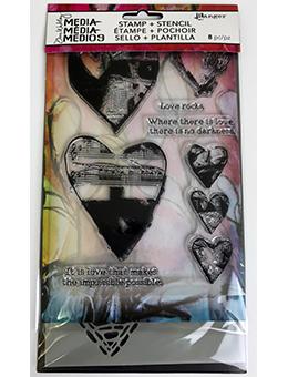 Dina Wakley Stamp & Stencil Set - Love Rocks